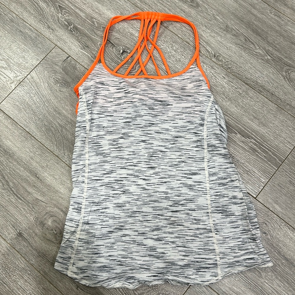 Heather grey + orange Lululemon tank